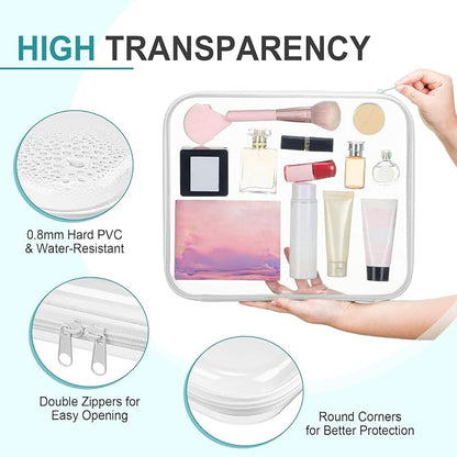 Sanwuta 6 Pcs Clear Hard Zipper Case Hard Plastic Zipper Pouches Transparent - Image 3