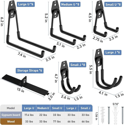 Garage Hooks with Anti-Slip Coating, Heavy Duty Wall Mount Storage Hooks - Image 2
