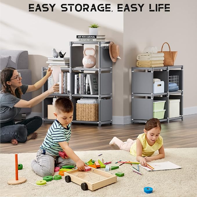 Mavivegue Book Shelf, 16 Cube Storage Organizer, DIY Bookcase, Metal Cube - Image 10