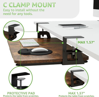 Desktop Keyboard Tray, Under Desk Pull Out, 26.77" X 11.81" Large Size Keyboard - Image 4