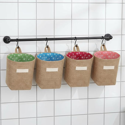 9 Pcs Mini Wall Hanging Storage Bags, Cotton Linen Mini Wall Hanging Storage - Image 8