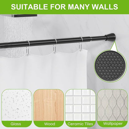 Shower Curtain Rod 45 to 77 Inches Black Tension Curtain Rod No Drilling Shower - Image 5