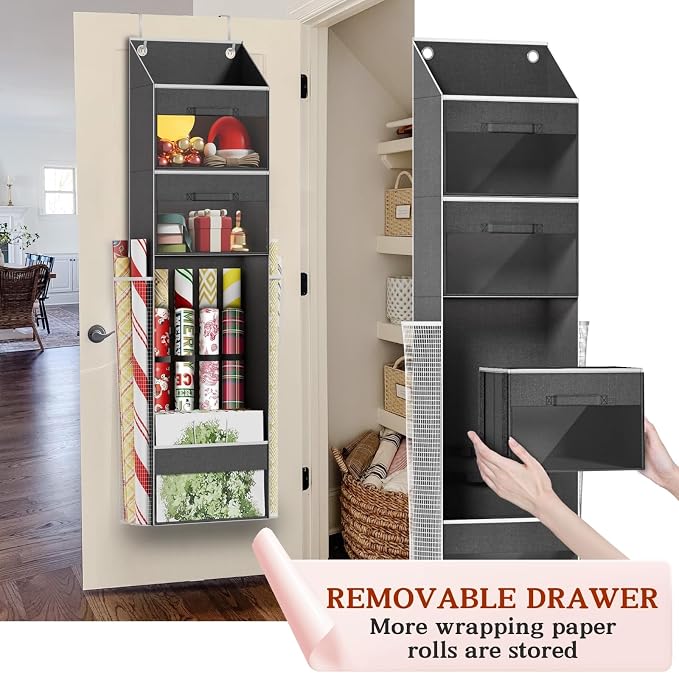Over Door Wrapping Paper Organizer Storage - Image 4