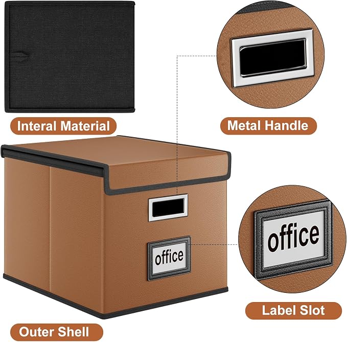 File Organizer Box with Lids, Collapsible File Folder Organizer | File Box with - Image 3