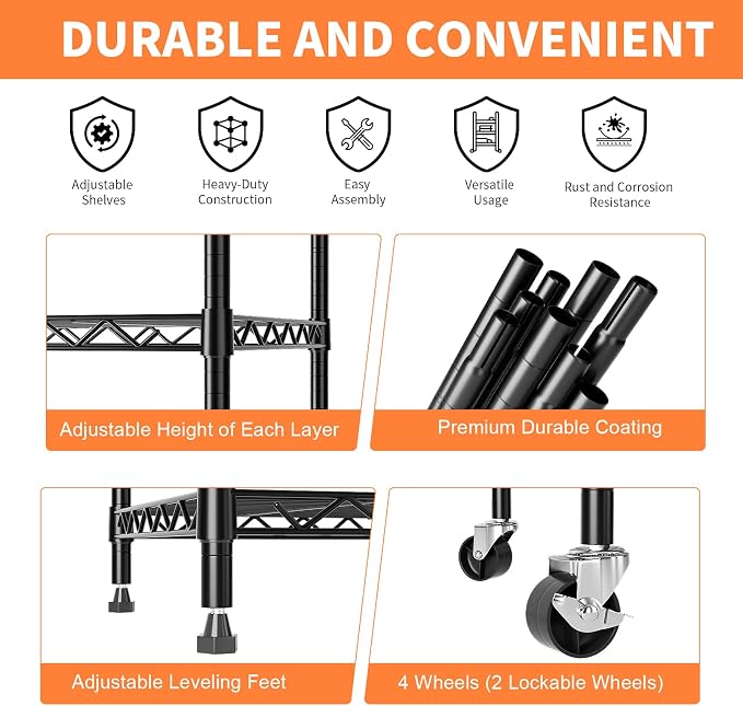 5-Tier Heavy Duty Shelving Unit, Metal Shelving - Image 9