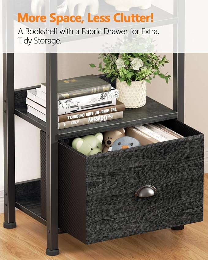 Furologee 6 Tier Bookshelf, Tall Shelf - Image 4