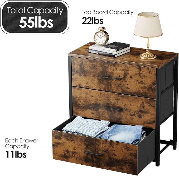 Nightstand, End Table, Bedside Table, Small Tall Dresser - Image 3