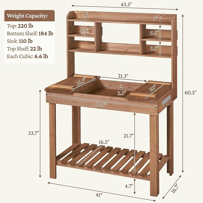 Yaheetech Outdoor Potting Bench, Display Rack & Storage Shelf, transplanting - Image 3