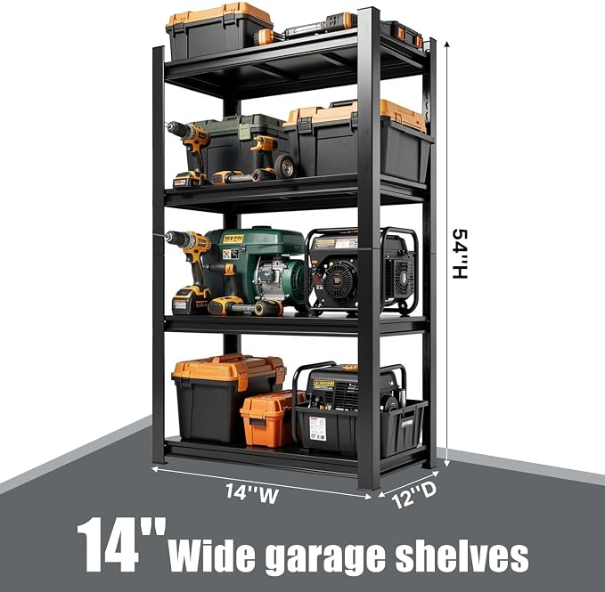 4-Shelf Heavy Duty Plastic Storage Shelves, 500lb Capacity, Large Modular - Image 2