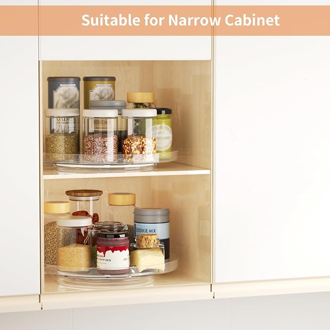2 Pack Lazy Susan Organizer Turntable, Round Non-Skid Refrigerator Lazy Susan - Image 3