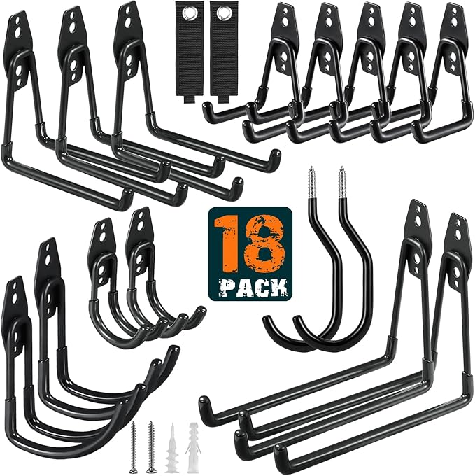 18 Pack Garage Hooks Heavy Duty Utility Steel by HUPBIPY