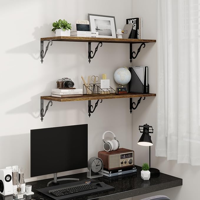 Fun Memories 36 Inches Floating Shelves, Rustic Long Wall Shelves, 8 Inch Deep - Image 2