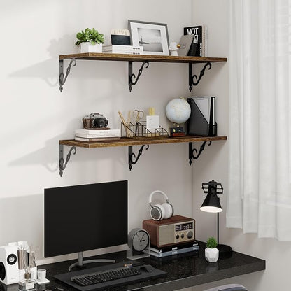 Fun Memories 36 Inches Floating Shelves, Rustic Long Wall Shelves, 8 Inch Deep - Image 2