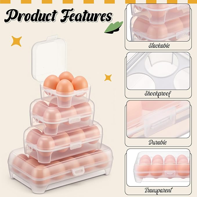 8 Pack Grid Egg Holder Plastic Clear Grid Egg Container Keeper Storage - Image 3