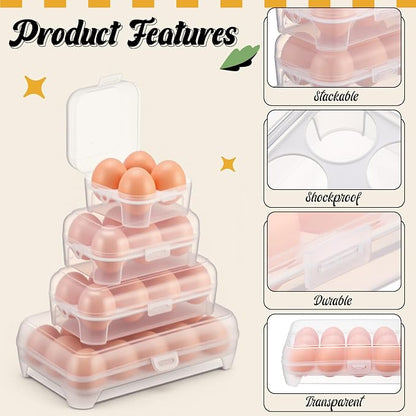 8 Pack Grid Egg Holder Plastic Clear Grid Egg Container Keeper Storage - Image 3
