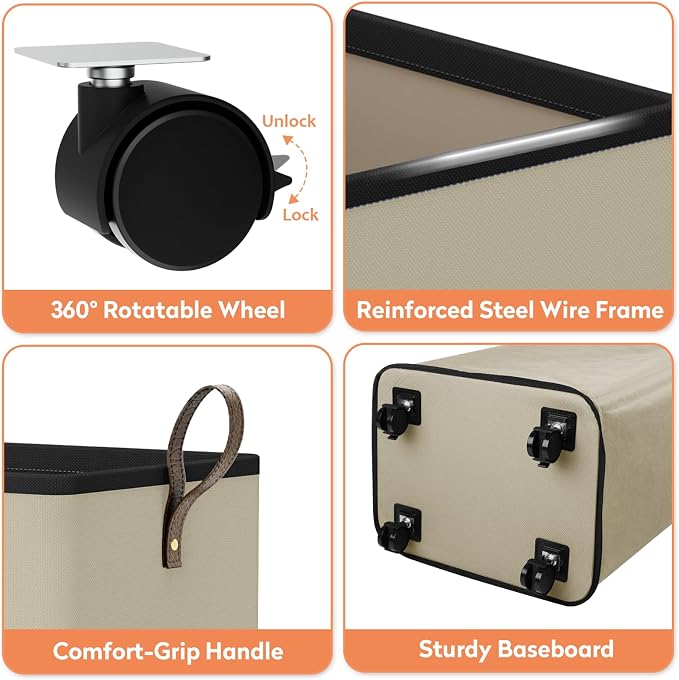 SpaceTrove Laundry Basket with Wheels, Collapsible Laundry Baskets, Laundry - Image 7