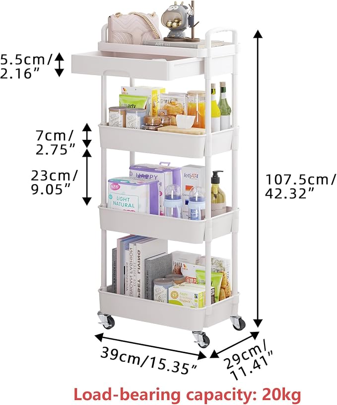 Calmootey 4-Tier Rolling Utility Cart - Image 5