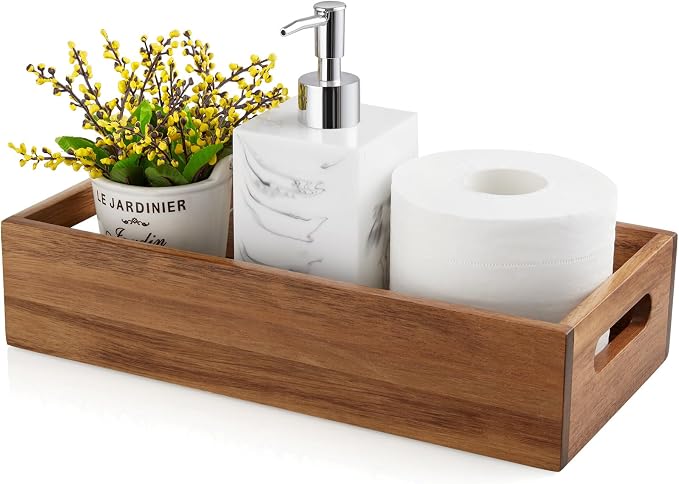 ALELION Acacia Wood Bathroom Storage Basket by ALELION