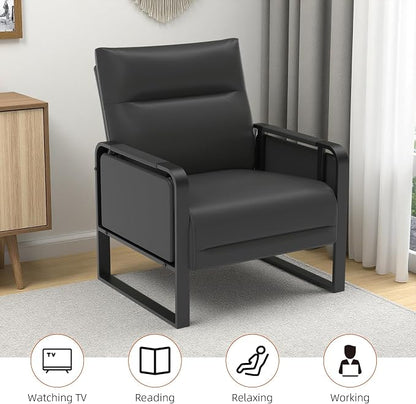 Upholstered Accent Sofa, Modern Faux Leather Chair - Image 8