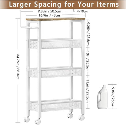 Utility Slim Rolling Storage Cart, 4-Tier Narrow Metal Organizer - Image 7