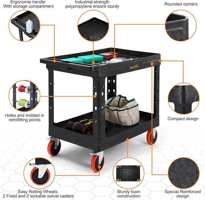 ELAFROS Extra Large Heavy Duty Utility Cart 39.9 x 24.6 Inch - Image 3
