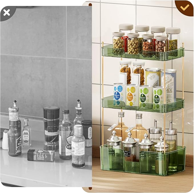 Akinbas 3 Tier Bathroom Organizer Countertop Makeup Perfume Tray Skincare - Image 6