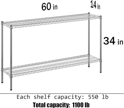 14" Deep x 60" Wide x 34" Height Wire Shelving Kit | 2-Tier | NSF Commercial - Image 3