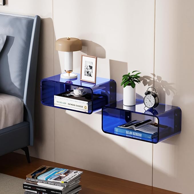 Acrylic Floating Nightstand, Bedside Table, Nightstand Shelf Wall Mounted - Image 8