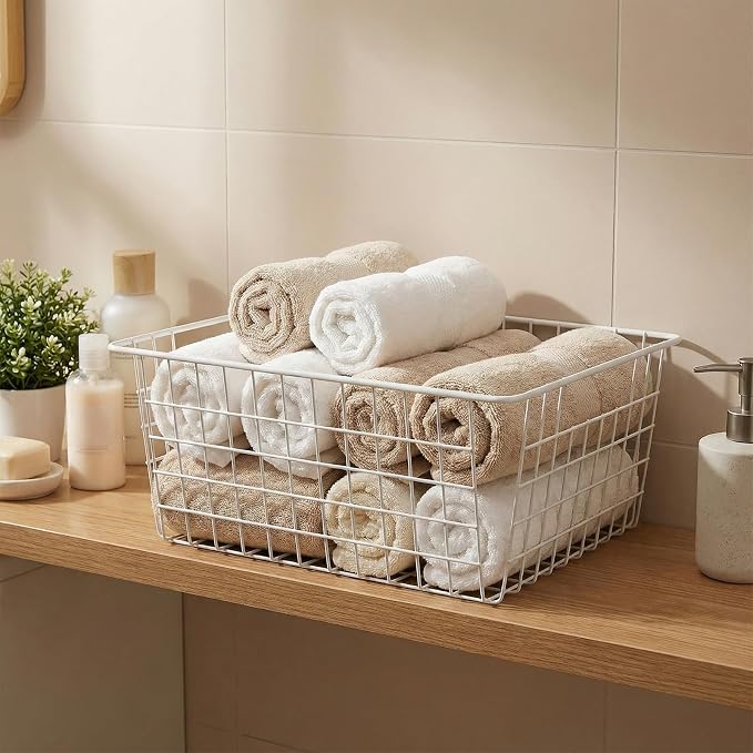 3 Pack Large White Wire Baskets - Image 5
