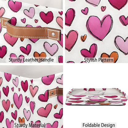 TropicalLife 13x13x13 Inch Large Fabric Storage Cube Love Hearts Foldable - Image 5