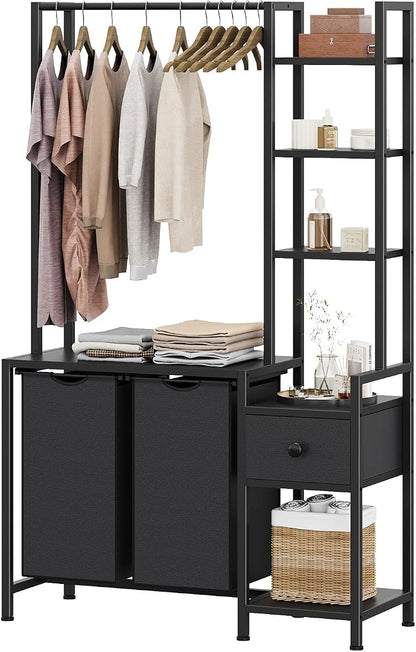 Laundry Hamper with Shelf, 5 Tiers Tall Laundry Basket Sorter with 2 Pull-Out by Cresohom