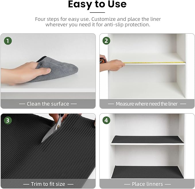 BAGAIL Non-Adhesive Shelf Liner, Thick Strong Grip Drawer Liners - Image 6