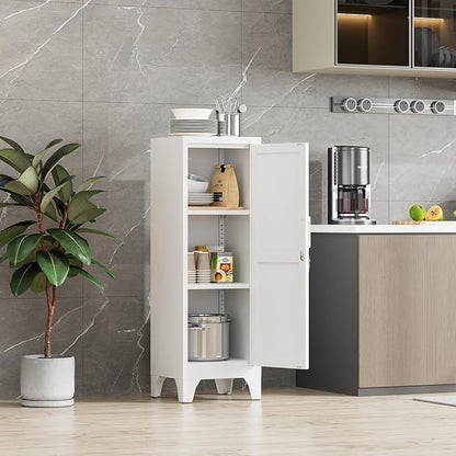46"H White Metal Locker with 1 Lockable Door and 2 Adjustable Shelves - Image 2