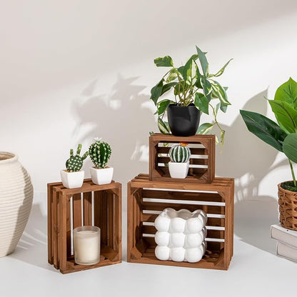 Set of 3 Nesting Wooden Storage Crates - Image 2