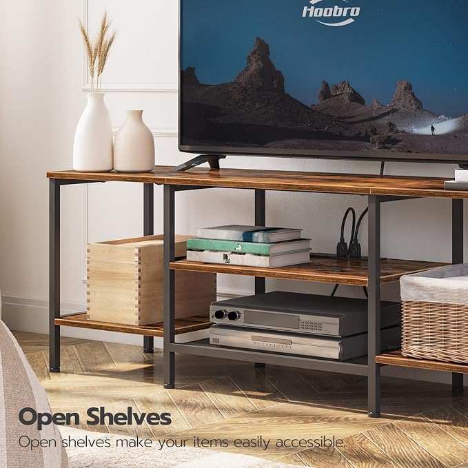 HOOBRO TV Stand with Power Outlets to 75 Inches, TV Console Table with Open - Image 8