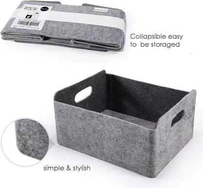Welaxy Storage Baskets Collapsible Felt Storage bin Foldable Shelf Drawers - Image 2