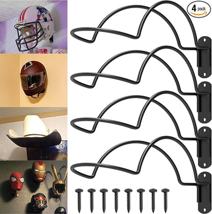 4-Pack Wall-Mounted Multi-Purpose Helmet Storage Display Rack by Unknown