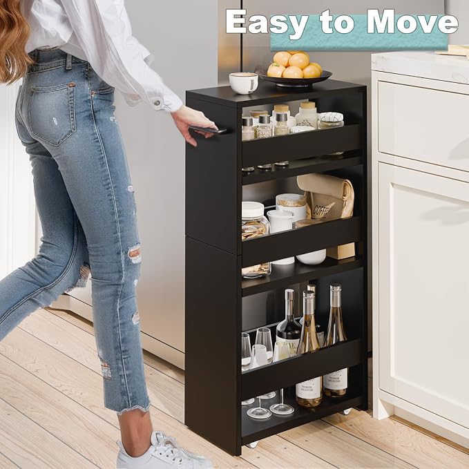 MARTY Rolling Storage Cart 7.9" W, 4-Tier Kitchen Cart - Image 2