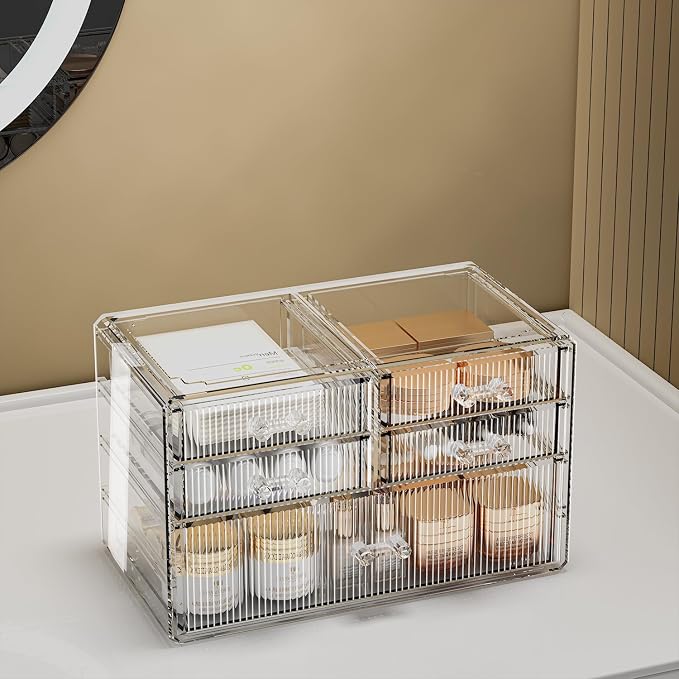 ZHIAI Stackable Storage Drawers, Acrylic Bathroom Counter Organizer Clear - Image 2