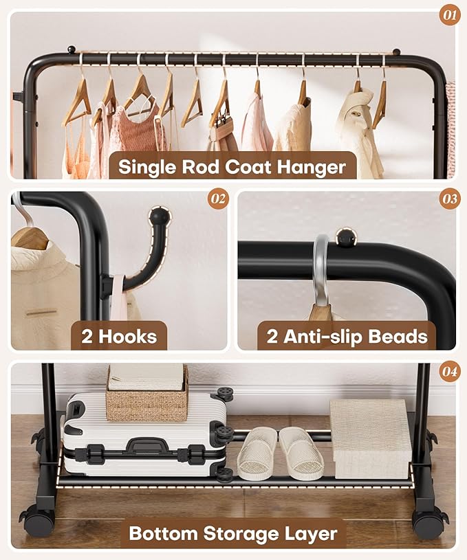 Homde Rolling Clothes Rack - Image 5