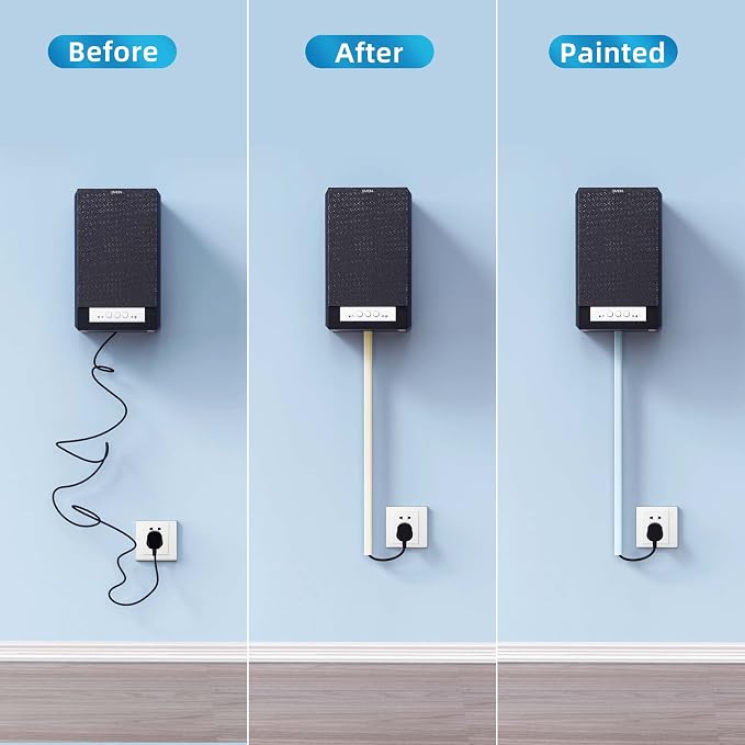 Yecaye 128in Wall Cord Hider for 1 Mini Wire, On-Wall Cord Cover Channel - Image 5