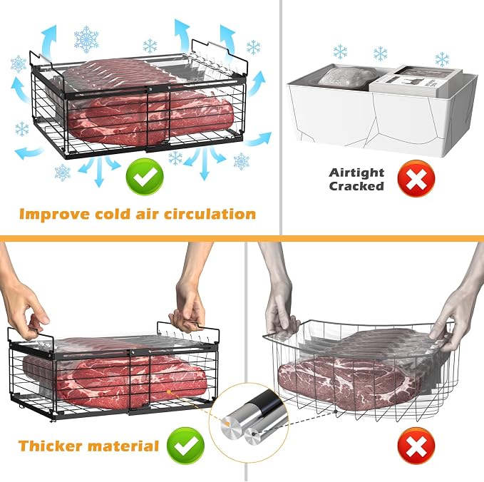 NADAMOO Freezer Organizer Bins, 2 Packs Large Expandable Stackable Chest - Image 4