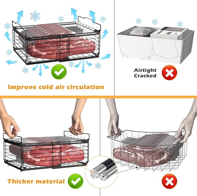 NADAMOO Freezer Organizer Bins, 3 Packs Large Expandable Stackable Chest - Image 4