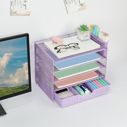LEKETREE Desk Organizers and Accessories, 5-Tier Paper Letter Tray Organizer - Image 3