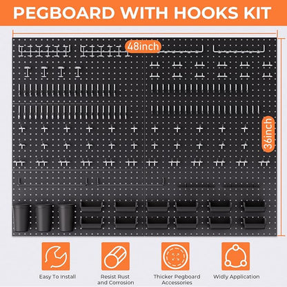 INCLY 48x36 Inch Metal Peg Board Kit - Image 6