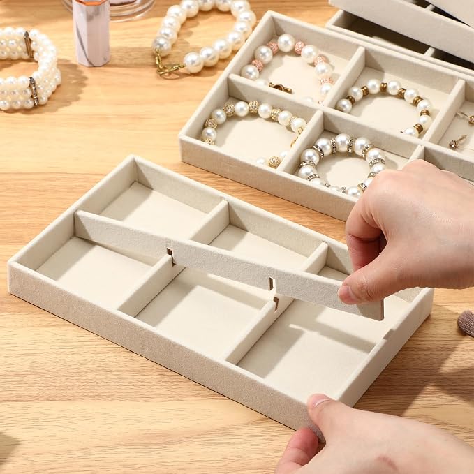 Highergo 8 Pcs Velvet Jewelry Trays Stackable Drawers Organizer Ring Earring - Image 5