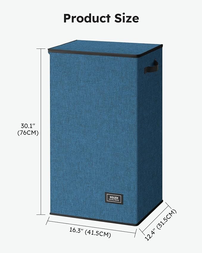 SOLEDI Laundry Hamper with Lid 100L Large & Tall Collapsible Laundry Baskets - Image 7