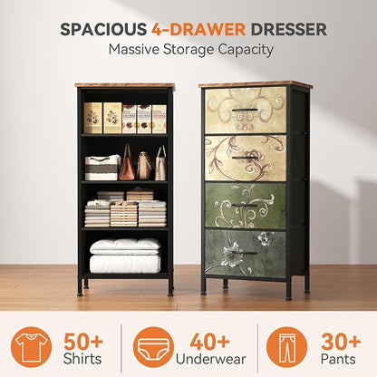 Sweetcrispy Dresser for Bedroom, 4 Drawer Storage Cabinet, Tall Nightstand | - Image 4