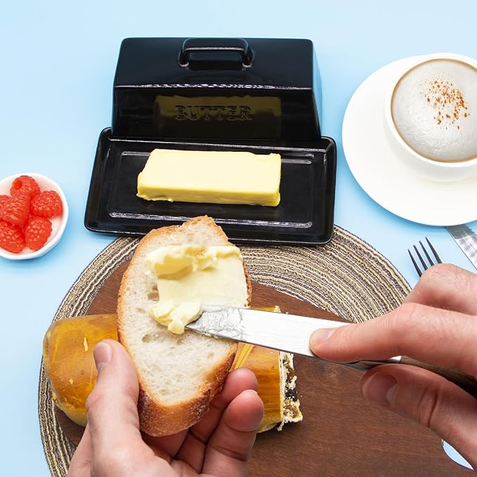 Ceramic Butter Dish With Lid for Countertop, Covered Butter Holder With Lid - Image 7
