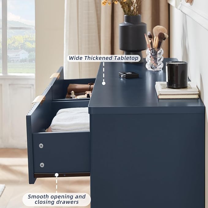 LEYAOYAO Fluted 6 Drawers Dresser, Curved Profile Design, Dresser TV Stand - Image 6